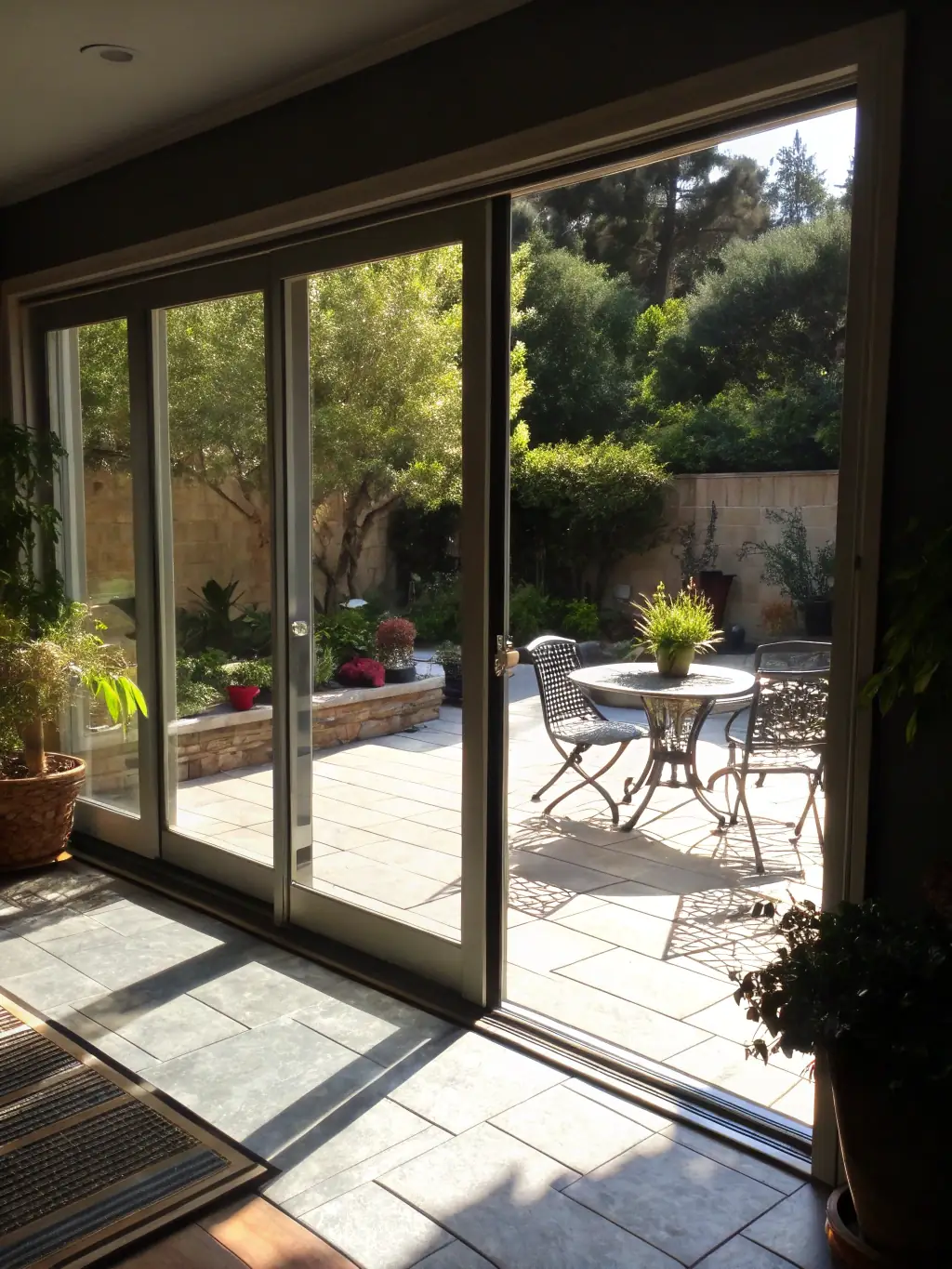 A photograph of Atlas's large sliding door system in a luxury home, highlighting the seamless transition between indoor and outdoor spaces.